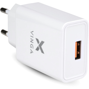 Зарядний пристрій Vinga QC3.0 Quick Wall Charger 1xUSB 18W Max краща модель в Чернівцях