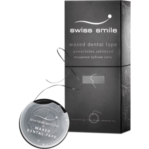Зубна стрічка вощена зі смаком м'яти Swiss Smile Basel Базель колір чорний 70 м (900-990) 7640131979924 краща модель в Чернівцях