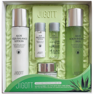 хорошая модель Набор увлажняющей косметики для лица Jigott Aloe Aqua Balance Skin Care 3 Set с алое (8809541281280)