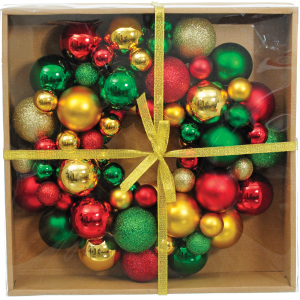 Вінок декоративний Jumi з ялинкових пластикових кульок 34 см Різнобарвний (5900410379152) краща модель в Чернівцях