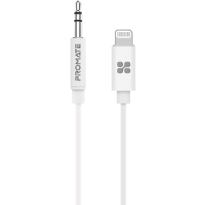 Перехідник Promate AudioLink-LT1 Mini-Jack 3.5мм/Lightning MFI 1.0 м White (audiolink-lt1.white) рейтинг