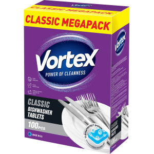 Таблетки для посудомоечных машин Vortex Classic 100 шт (55600020) лучшая модель в Черновцах