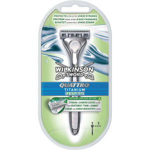 Бритва для бритья Wilkinson Sword Quattro Titanium Sensitive 2 картриджа (4027800536269) лучшая модель в Черновцах