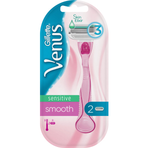 Верстат для гоління жіночий (Бритва) Venus Smooth Sensitive з 2 змінними картриджами (7702018575350) краща модель в Чернівцях