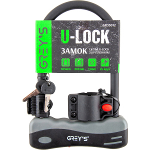 Замок Grey`s скоба U-lock із кріпленням 12 x 165 x 245 мм (GR33012) ТОП в Чернівцях