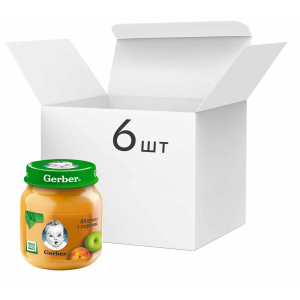 Упаковка фруктового пюре Gerber Яблуко та персик з 6 місяців 130 г х 6 шт (7613287166937) краща модель в Чернівцях