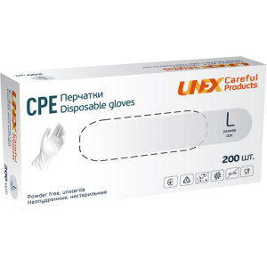 Перчатки одноразовые нестерильные, неопудреннные CPE Unex Medical Products размер L 200 шт. — 100 пар Белые (4870238550808) ТОП в Черновцах