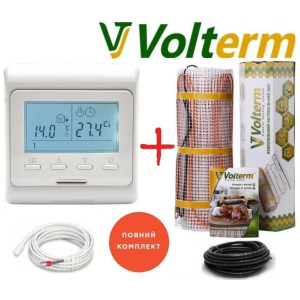 Кабельний мат Volterm Hot Mat 1,3м²/210Вт/ 180Вт/м² тепла підлога електрична під плитку з програмованим терморегулятором E51 ТОП в Чернівцях