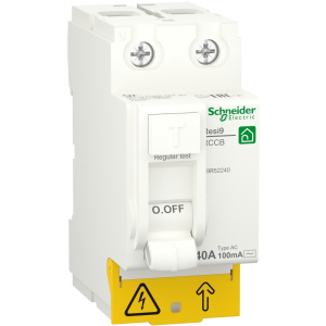 Дифференциальный выключатель нагрузки Schneider Electric RESI9 40 A, 100 мА, 2P, тип АС лучшая модель в Черновцах