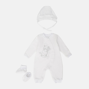 Людина тепла + чепчик + пінетки Garden Baby 29235-01 62 см Білі (4822923501206) ТОП в Чернівцях