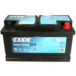 Автомобільний акумулятор Exide Start-Stop EFB 75 А·год Єв (-/+) Euro (730EN) (EL752)