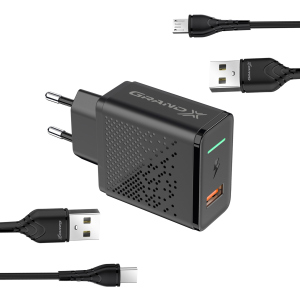 Зарядний пристрій Grand-X Fast Charge 3-в-1 QC3.0, FCP, AFC, 18W MicroUSB +TypeC (CH-650MT) в Чернівцях