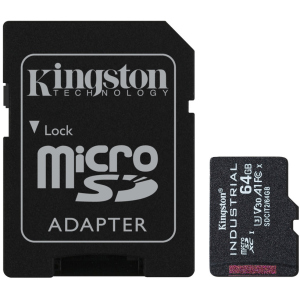 Kingston microSDXC 64GB Industrial Class 10 UHS-I V30 A1 + SD-адаптер (SDCIT2/64GB)