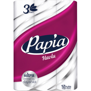 Бумажные полотенца Papia 3 слоя 12 рулонов (8690536011001) в Черновцах