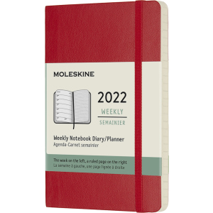 Тижневик Moleskine 2022 9 х 14 см 144 сторінки Червоний М'який (8056420855852) в Чернівцях