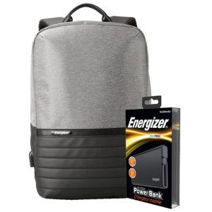 Рюкзак для ноутбука Energizer EPB001 15.6" Black/Grey + УМБ UE10004 Black (EPB001-GY+UE10004) в Черновцах