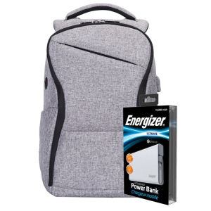 Рюкзак для ноутбука Energizer EPB005 15.6" Grey + УМБ UE10004QC White (EPB005-GY+UE10004QC) лучшая модель в Черновцах