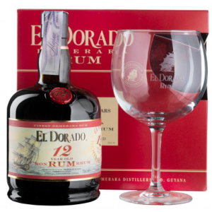Ром El Dorado 12 YO 0.7 л 40% з одним келихом у подарунковій упаковці (8715151128597) краща модель в Чернівцях