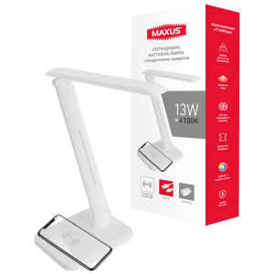 Настільна лампа Maxus DL 13W 4100K WH Wireless charger в Чернівцях