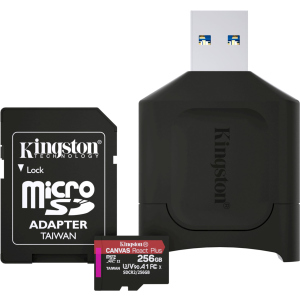 Kingston MicroSDXC 256GB Canvas React Plus Class 10 UHS-II U3 ​​​​V90 A1 + адаптер SD + USB-кардрідер (MLPMR2/256GB) в Чернівцях