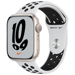 Смарт-годинник Apple Watch Series 7 Nike GPS 45mm Starlight Aluminium Case with Pure Platinum/Black Nike Sport Band (MKNA3UL/A) краща модель в Чернівцях