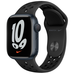 Смарт-годинник Apple Watch Series 7 Nike GPS 41mm Midnight Aluminium Case with Anthracite/Black Nike Sport Band (MKN43UL/A) ТОП в Чернівцях