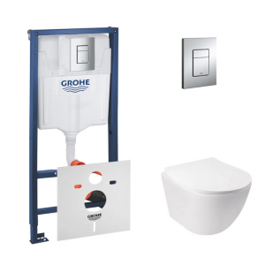 Набор инсталляция 4 в 1 Grohe Rapid SL 38772001 + унитаз с сиденьем Qtap Jay QT07335176W лучшая модель в Черновцах