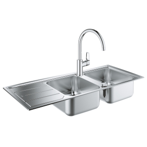 хорошая модель Набор Grohe мойка кухонная K500 31588SD0 + смеситель BauLoop 31368001