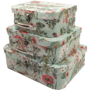 Набор подарочных коробок Ufo Flowers картонных 3 шт Разноцветных (W9483 Набор 3 шт FLOWERS сундук)