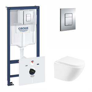 Набор инсталляция 5 в 1 Grohe Rapid SL 38827000 + унитаз с сиденьем Qtap Robin QT1333046ENRW в Черновцах