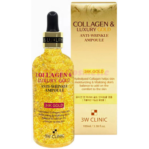 Сыворотка 3W Clinic Collagen & Luxury Gold Anti Wrinkle Ampoule с коллагеном и золотом 100 мл (8809480772054) в Черновцах