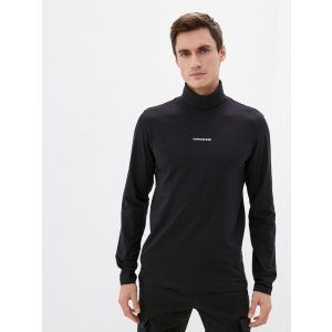 Водолазка Calvin Klein Jeans L/S Micro Branding Roll Neck J30J318469-BEH L Черная (8719854072706) лучшая модель в Черновцах