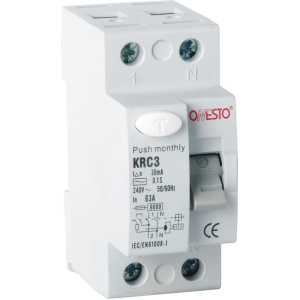 Диференціальне реле ONESTO 1п+N 40А RCD 30mA тип AC (KRC3) (6990150200310) краща модель в Чернівцях