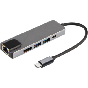 купить USB-хаб XoKo AC-500 Type-C to RJ45+HDMI+2xUSB 3.0 (XK-AC500-SL)