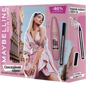 купить Подарочный набор Maybelline New York Тушь для ресниц Lash Sensational 9.5 мл + Подводка-фломастер для век Hyper Precise черный 0.6 г (5902503742300)