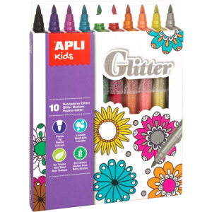 Набір маркерів Apli Kids Glitter з блискітками 10 кольорів (18218) (8410782182184) ТОП в Чернівцях