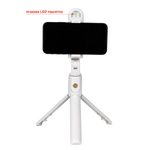 Селфі-монопод з підсвічуванням APEXEL LED Selfie Stick K10-S white в Чернівцях