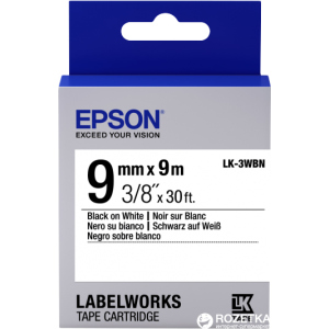 Картридж с лентой Epson LabelWorks LK3WBN 9 мм / 9 м Black/White (C53S653003) в Черновцах