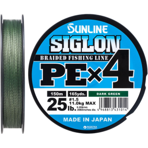 Шнур Sunline Siglon PE х4 150 м # 1.5/0.209 мм 11 кг Темно-зеленый (16580921) в Черновцах