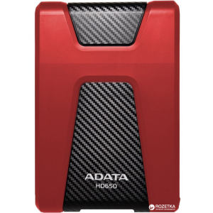 Жесткий диск ADATA DashDrive Durable HD650 1TB AHD650-1TU31-CRD 2.5" USB 3.1 External Red лучшая модель в Черновцах