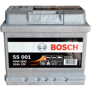 Автомобильный аккумулятор Bosch 6СТ-52 Н (S5001) 52 Ач (-/+) Euro 520 А (0 092 S50 010)