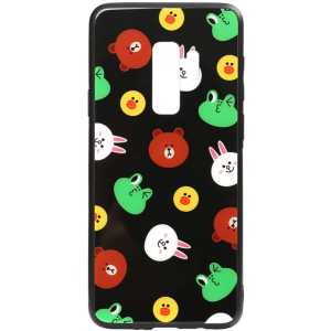 Панель TOTO Cartoon Print Glass Case для Samsung Galaxy S9+ Line friends Black