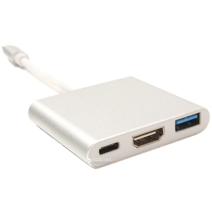 Кабель-переходник PowerPlant для MacBook 12 USB C-Type - HDMI/USB 0.15 м (KD00AS1306)