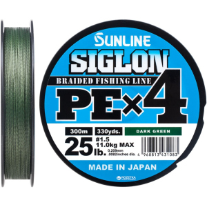 Шнур Sunline Siglon PE х4 300 м # 1.5/0.209 мм 11 кг Темно-зелений (16580948) в Чернівцях