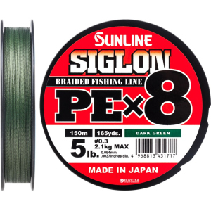 Шнур Sunline Siglon PE х8 150 м # 0.3/0.094 мм 2.1 кг Темно-зелений (16580972) ТОП в Чернівцях