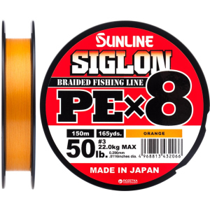 Шнур Sunline Siglon PE х8 150 м # 3.0/0.296 мм 22 кг Помаранчевий (16580995) краща модель в Чернівцях