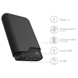 УМБ Ergo 7500 mAh Type-C Rubber Black (LI-U3) лучшая модель в Черновцах