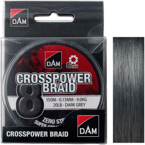 Шнур DAM Crosspower 8-Braid 150 м 0.15 мм 9.0 кг Темно-сірий (66588) ТОП в Чернівцях