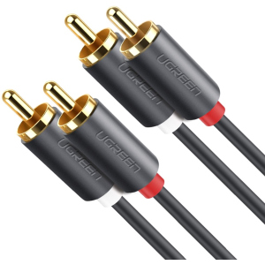 Інсертний кабель Ugreen AV104 2RCA to 2RCA Audio Cable 1 м Black (90401971) краща модель в Чернівцях