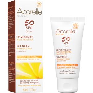 Сонцезахисний крем для обличчя Acorelle SPF50 органічний 50 мл (3700343046112) ТОП в Чернівцях